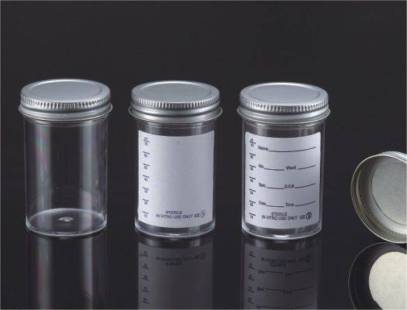 100ml Polystyrene container,Plain label Metal cap - Global Scientific Ltd