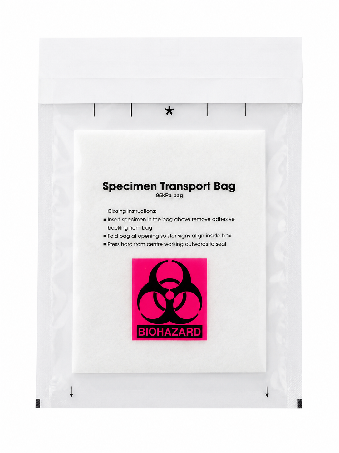 95kpa specimen transport bag small A3 296x420mm and absorbent pad