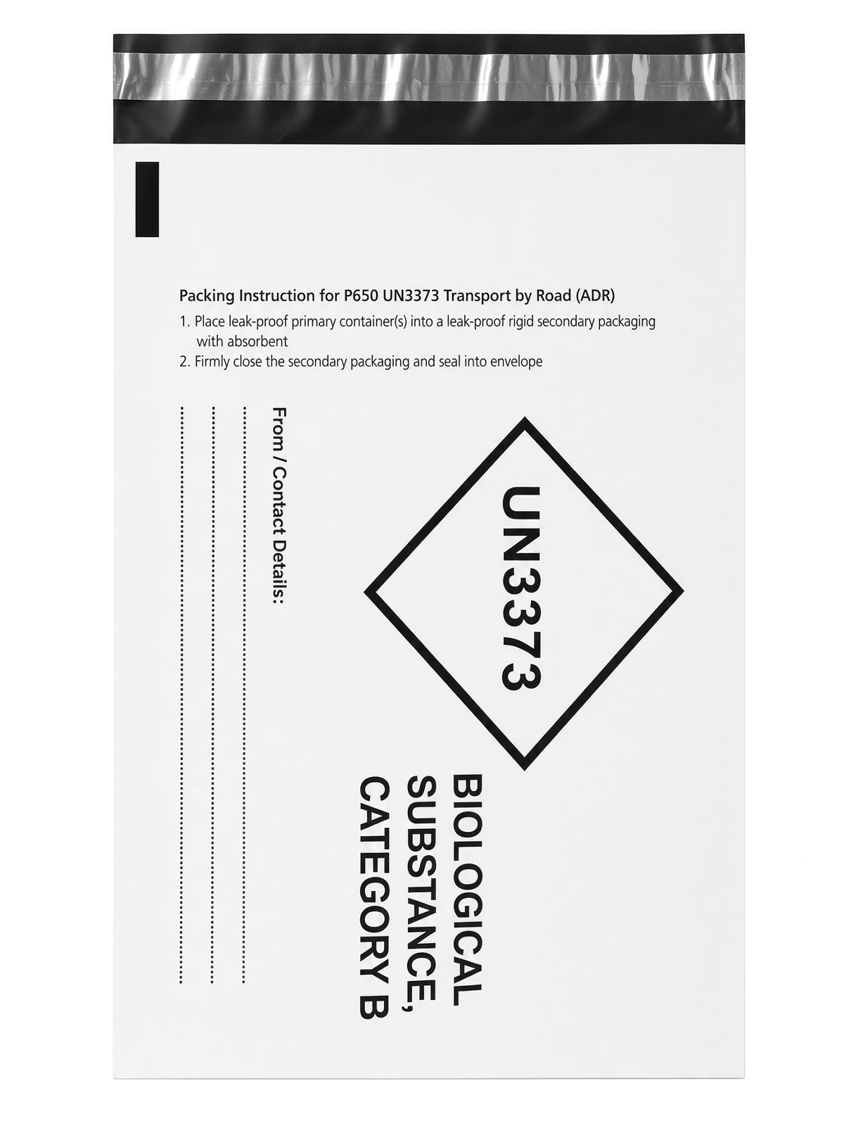 UN3373 Specimen Transport Mailing Bag – C4 (229 x 324mm) - Pack of 100 - Global Scientific Ltd