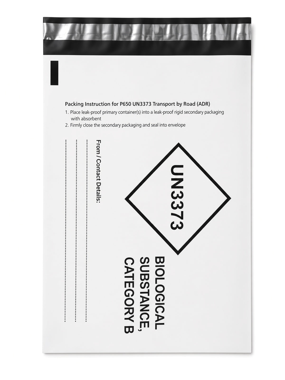 UN3373 Specimen Transport Mailing Bag – C4 (229 x 324mm) - Pack of 100 - Global Scientific Ltd