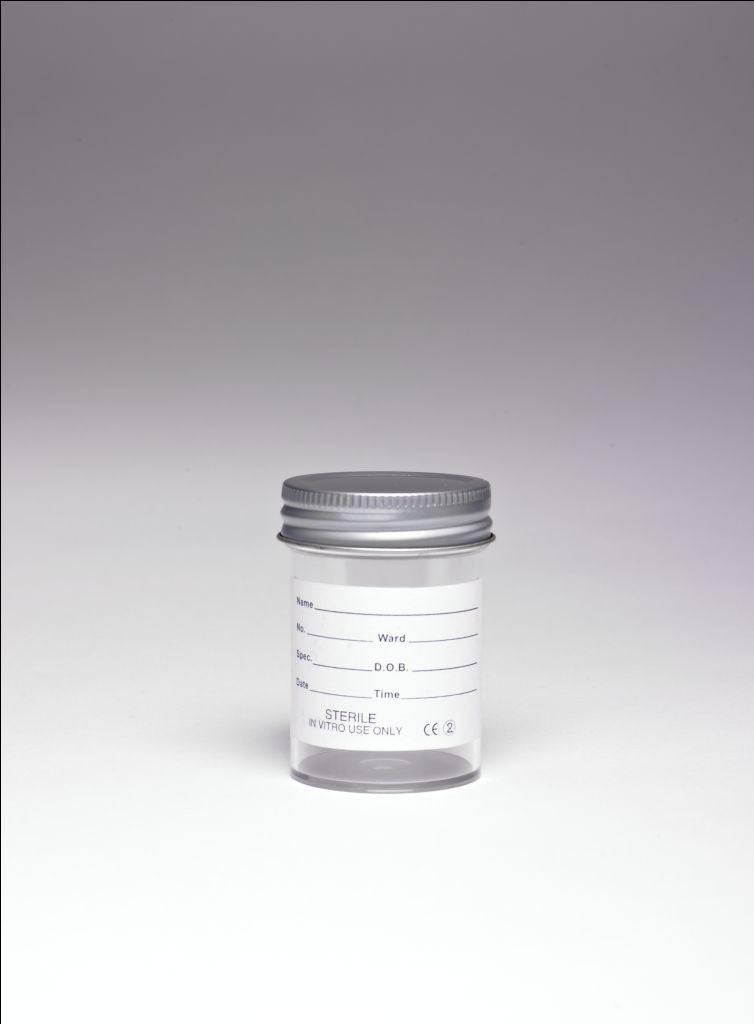 60ml Polystyrene container,printed label Metal cap - Global Scientific Ltd