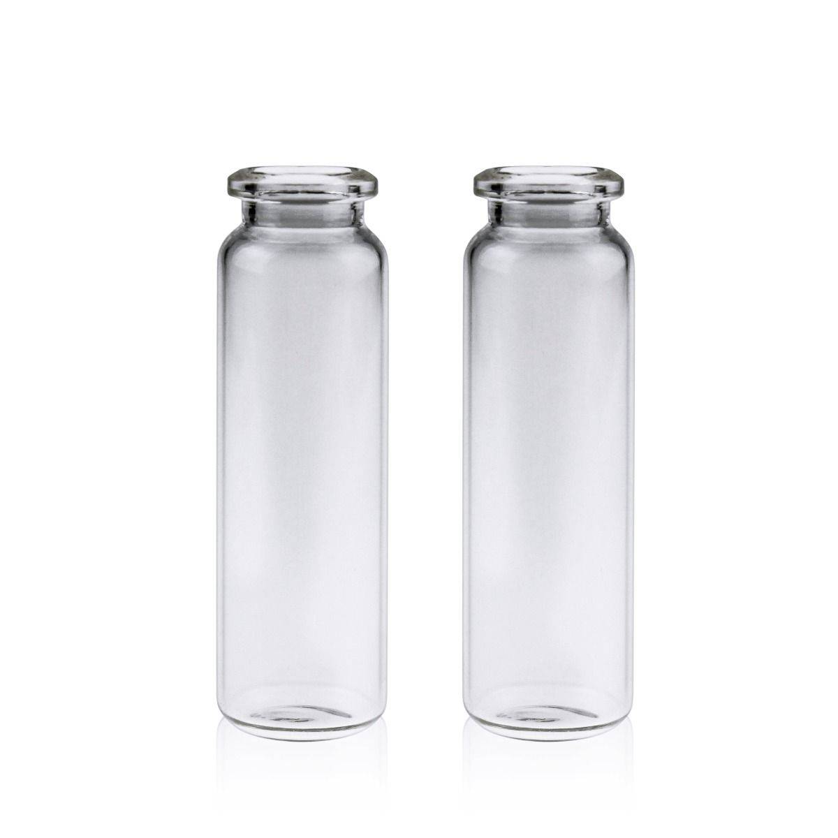 Crimp Headspace Vials-GS000039-20mL Clear Glass 22.5x75mm. 20mm Beveled Edge. Rounded-Flat Bottom. Crimp Headspace Vial. Short Neck. 100pcs/pk - Global Scientific Ltd